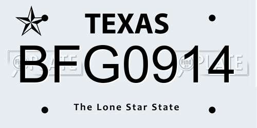 BFG0914 Texas License Plate