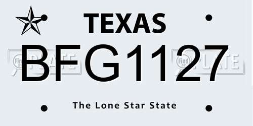 BFG1127 Texas License Plate
