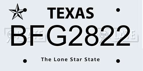BFG2822 Texas License Plate