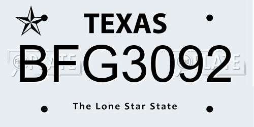 BFG3092 Texas License Plate