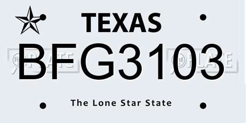 BFG3103 Texas License Plate