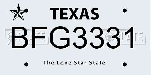 BFG3331 Texas License Plate