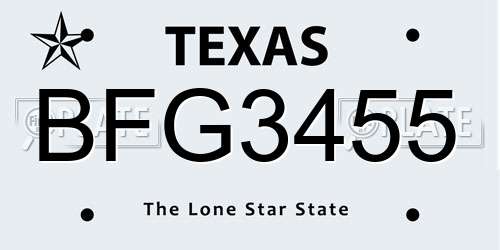 BFG3455 Texas License Plate