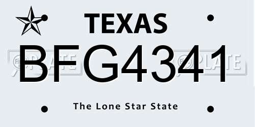 BFG4341 Texas License Plate