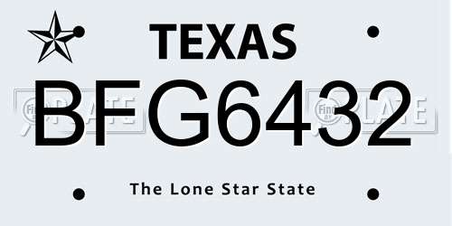 BFG6432 Texas License Plate