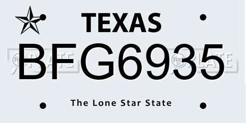 BFG6935 Texas License Plate