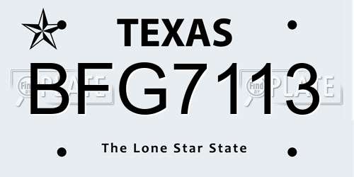 BFG7113 Texas License Plate