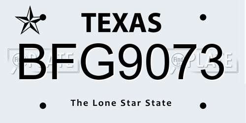 BFG9073 Texas License Plate