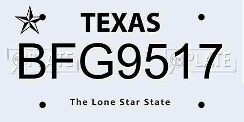 BFG9517 Texas License Plate