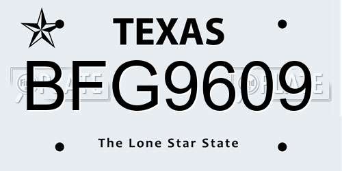 BFG9609 Texas License Plate