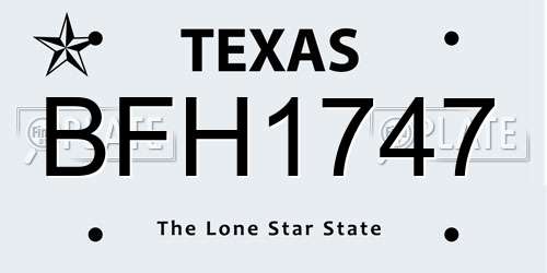 BFH1747 Texas License Plate