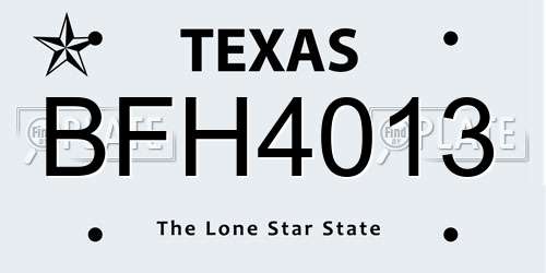 BFH4013 Texas License Plate