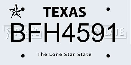 BFH4591 Texas License Plate