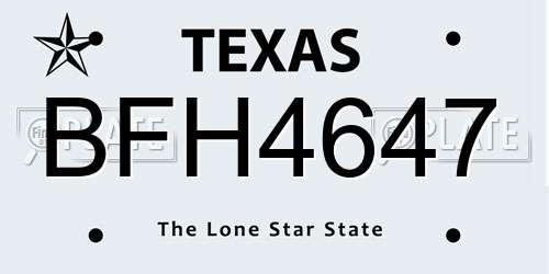 BFH4647 Texas License Plate