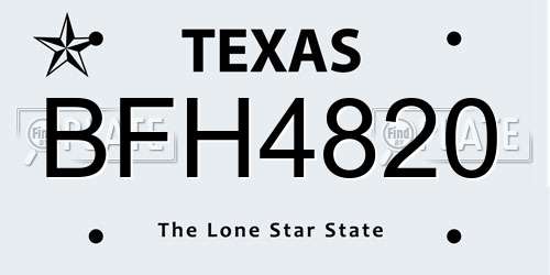 BFH4820 Texas License Plate