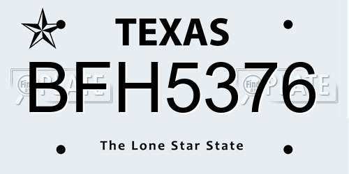 BFH5376 Texas License Plate