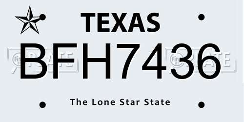 BFH7436 Texas License Plate