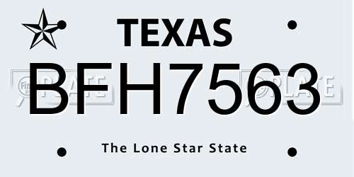 BFH7563 Texas License Plate