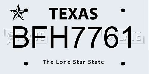 BFH7761 Texas License Plate
