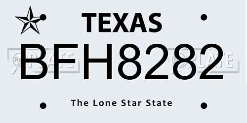 BFH8282 Texas License Plate