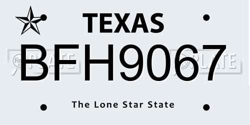 BFH9067 Texas License Plate