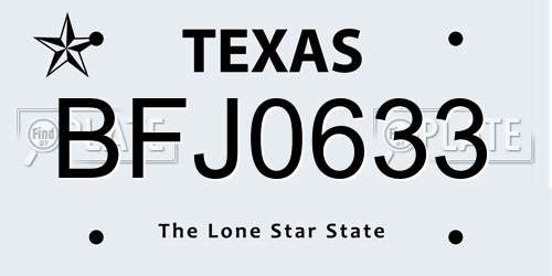 BFJ0633 Texas License Plate