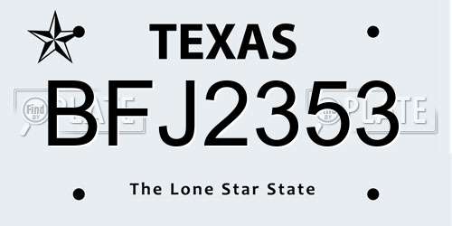 BFJ2353 Texas License Plate