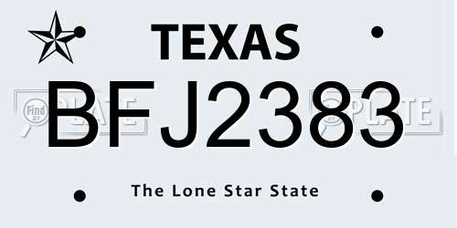 BFJ2383 Texas License Plate