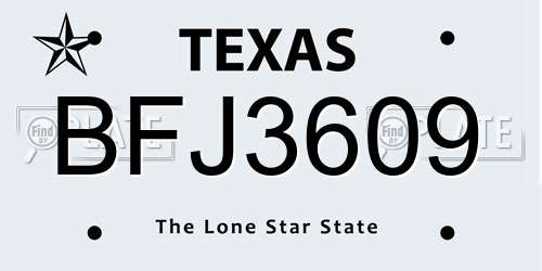 BFJ3609 Texas License Plate