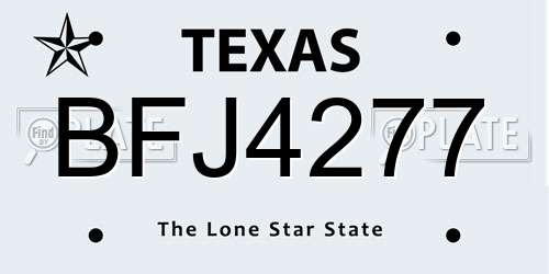 BFJ4277 Texas License Plate