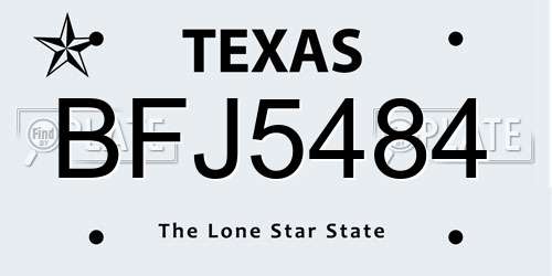 BFJ5484 Texas License Plate