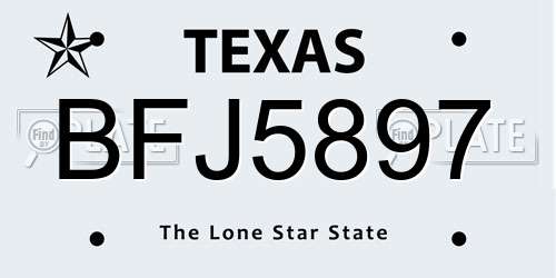 BFJ5897 Texas License Plate