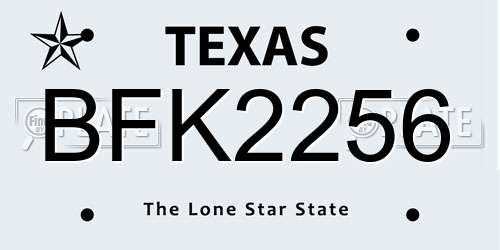 BFK2256 Texas License Plate