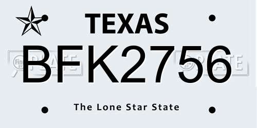 BFK2756 Texas License Plate