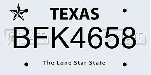 BFK4658 Texas License Plate
