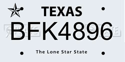 BFK4896 Texas License Plate