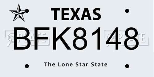 BFK8148 Texas License Plate