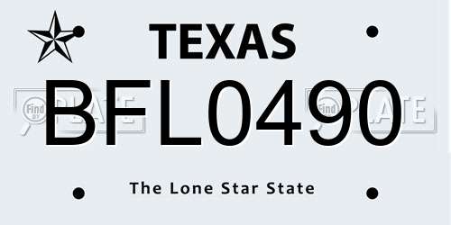 BFL0490 Texas License Plate