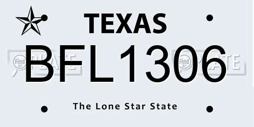BFL1306 Texas License Plate