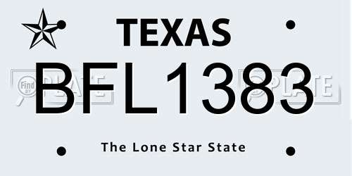 BFL1383 Texas License Plate