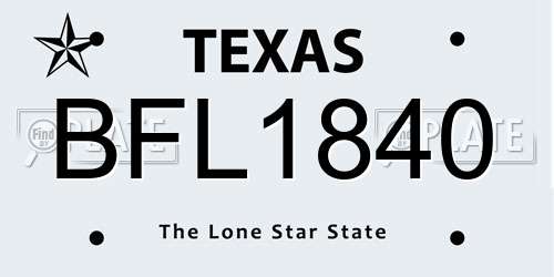 BFL1840 Texas License Plate