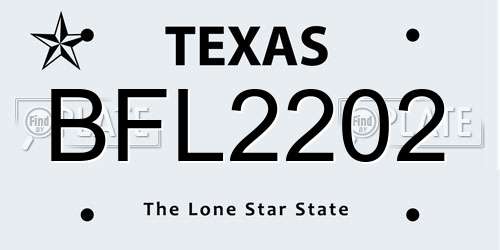 BFL2202 Texas License Plate