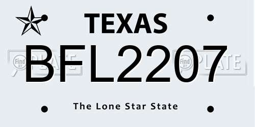 BFL2207 Texas License Plate