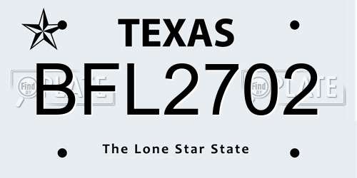 BFL2702 Texas License Plate