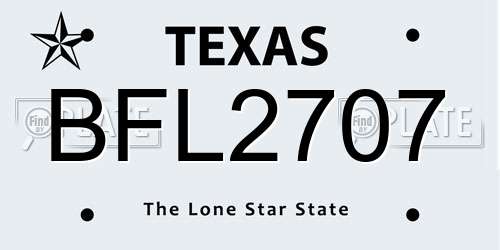BFL2707 Texas License Plate