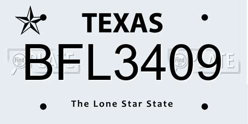 BFL3409 Texas License Plate