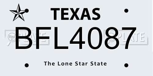 BFL4087 Texas License Plate