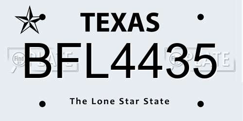 BFL4435 Texas License Plate