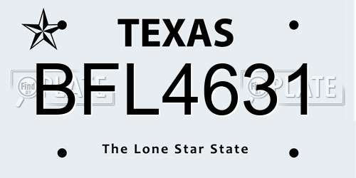 BFL4631 Texas License Plate
