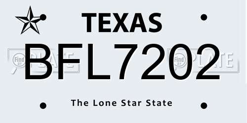 BFL7202 Texas License Plate